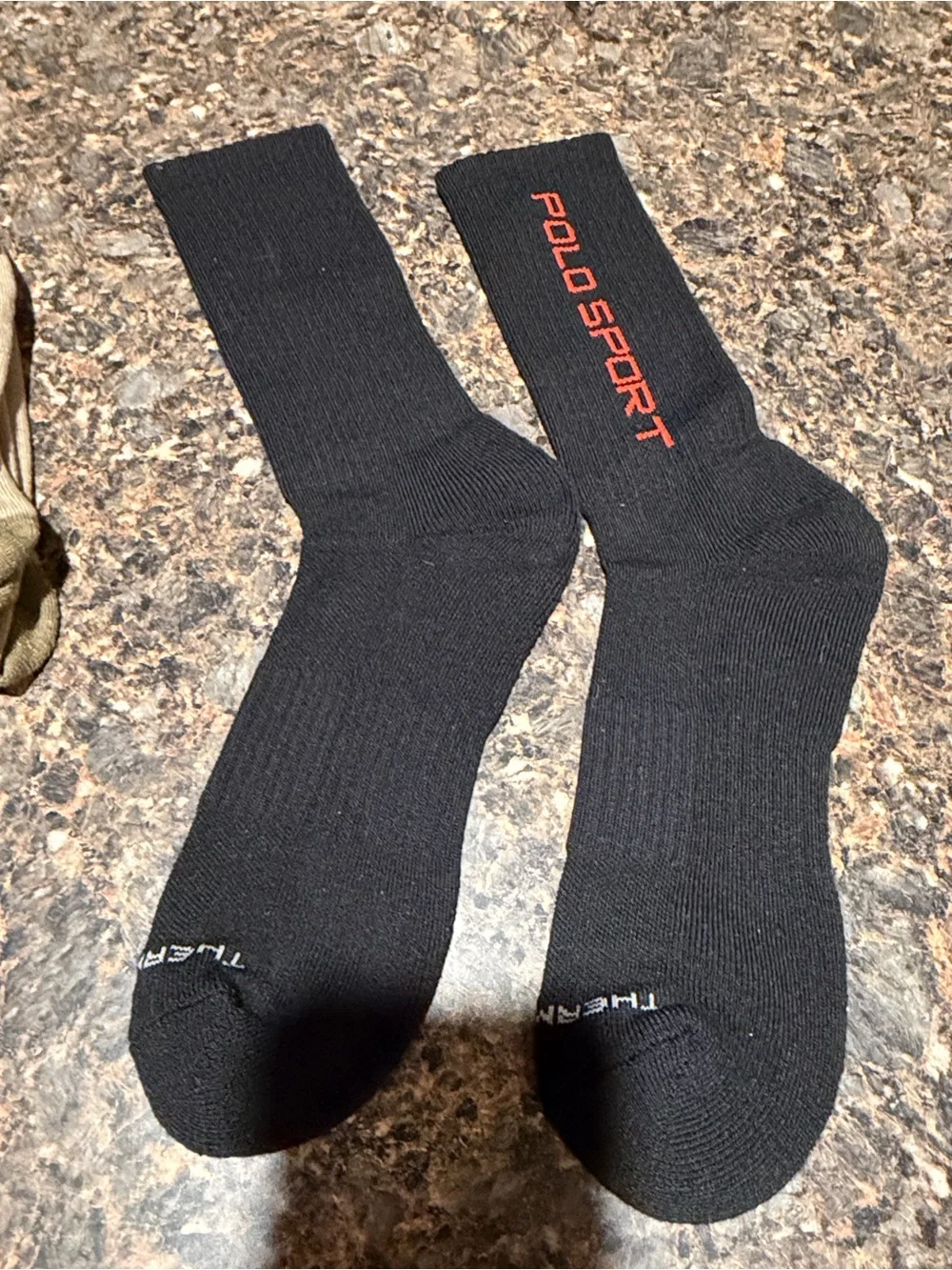Polo by Ralph Lauren Black Athletic Crew Socks with Red Polo Sport Logo